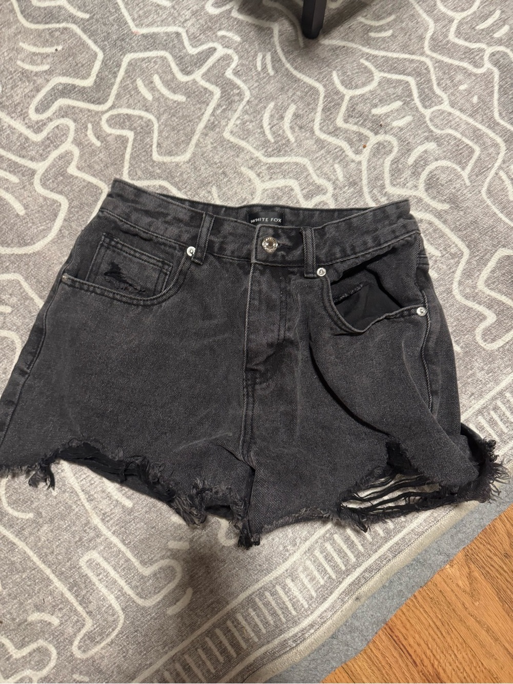 White Fox Boutique Black Distressed Denim Cutoff Shorts